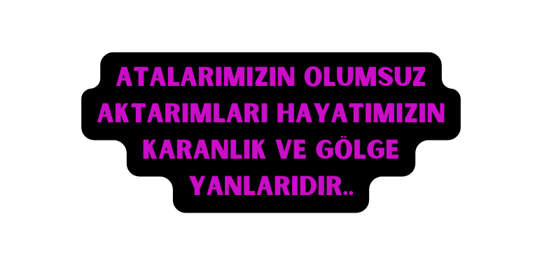 ATALARIMIZIN OLUMSUZ AKTARIMLARI HAYATIMIZIN KARANLIK VE GÖLGE YANLARIDIR